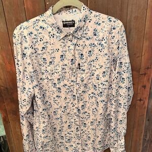 Hooey Womens Pearl Snap White and Blue Floral Button Down Shirt